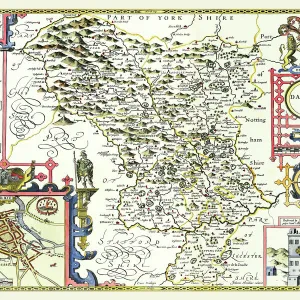 Old County Map of Derbyshire 1611 by John Speed