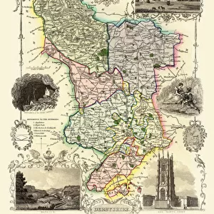 Old County Map of Derbyshire 1836 by Thomas Moule