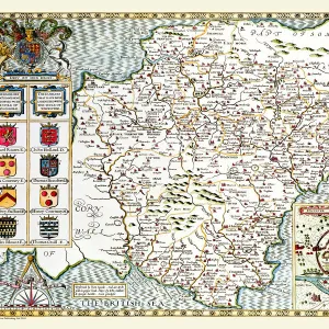 Old County Map of Devonshire 1611 by John Speed