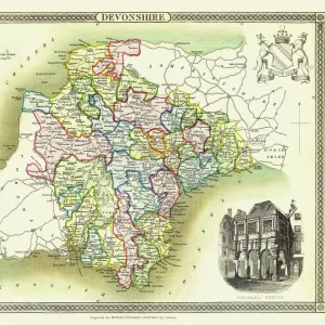 Old County Map of Devonshire 1836 by Thomas Moule