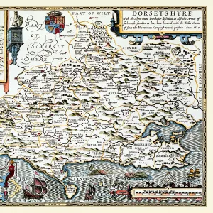 Old County Map of Dorsetshire 1611 by John Speed