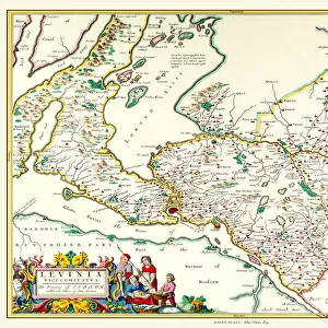 Old County Map of Dunbartonshire, formally called Dumbartonshire, Scotland 1654 by Johan Blaeu from the Atlas Novus