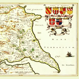 Old County Map of the East Riding of Yorkshire 1648 by Johan Blaeu from the Atlas Novus