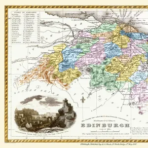 Old County Map of Edinburgh Scotland 1847 by A&C Black