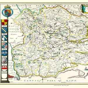 Old County Map of Essex 1648 by Johan Blaeu from the Atlas Novus