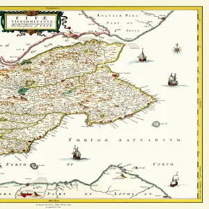 Old County Map of Fife 1654 by Johan Blaeu from the Atlas Novus