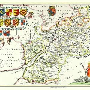 Old County Map of Gloucestershire 1648 by Johan Blaeu from the Atlas Novus