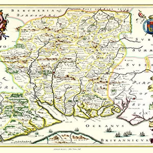 Old County Map of Hampshire 1648 by Johan Blaeu from the Atlas Novus