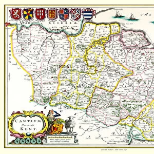 Old County Map of Kent 1648 by Johan Blaeu from the Atlas Novus