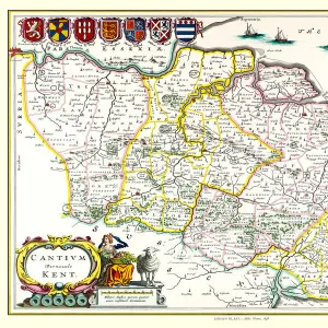 Old County Map of Kent 1648 by Johan Blaeu from the Atlas Novus