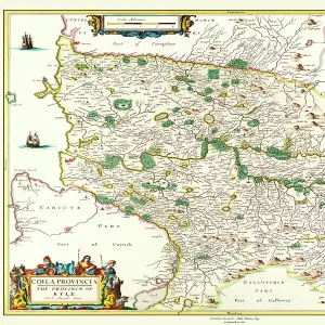 Old County Map of Kyle and Mid Ayrshire 1654 by johan Blaeu from the Atlas Novus