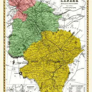 Old County Map of Lanark Scotland 1847 by A&C Black