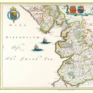 Old County Map of Lancashire 1648 by Johan Blaeu from the Atlas Novus