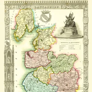 Old County Map of Lancashire 1836 by Thomas Moule