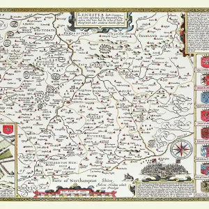 Old County Map of Leicestershire 1611 by John Speed