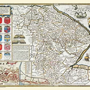 Old County Map of Lincolnshire 1611 by John Speed