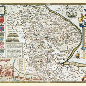 Old County Map of Lincolnshire 1611 by John Speed