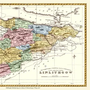 Old County Map of Linlithgow Scotland 1847 by A&C Black