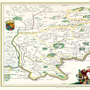 Old County Map of Middlesex 1648 by Johan Blaue from the Atlas Novus