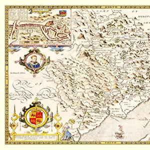 Old County Map of Monmouthshire 1611 by John Speed