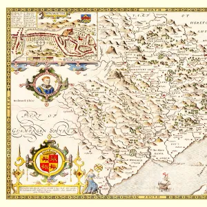 Old County Map of Monmouthshire 1611 by John Speed