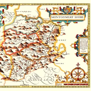 Old County Map of Montgomeryshire 1611 by John Speed