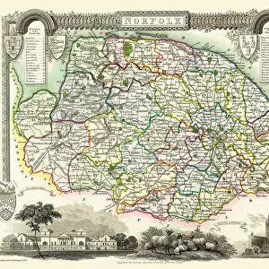 Old County Map of Norfolk 1836 by Thomas Moule
