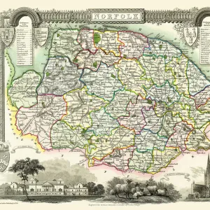 Old County Map of Norfolk 1836 by Thomas Moule