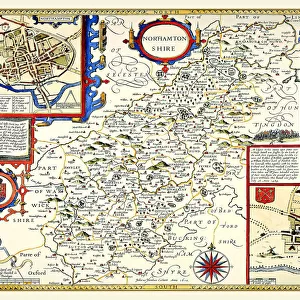 Old County Map of Northamptonshire 1611 by John Speed