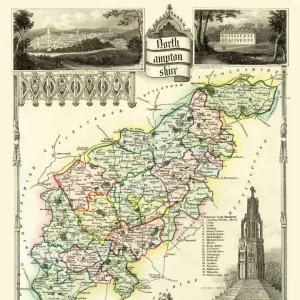 Old County Map of Northamptonshire 1836 by Thomas Moule