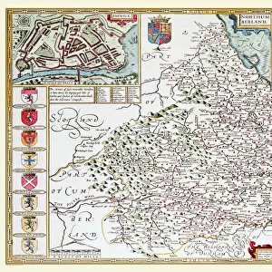 Old County Map of Northumberland 1611 by John Speed