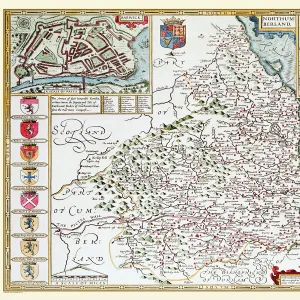 Old County Map of Northumberland 1611 by John Speed