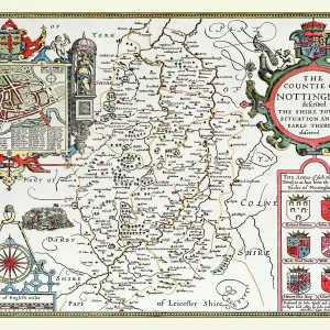 Old County Map of Nottinghamshire 1611 by John Speed