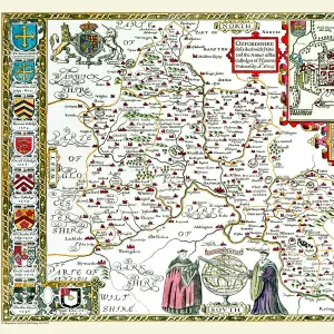 Old County Map of Oxfordshire 1611 by John Speed