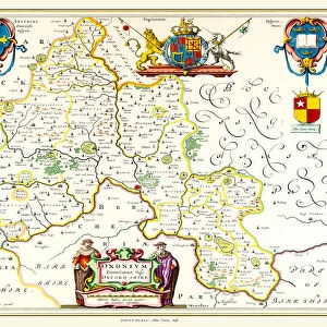 Old County Map of Oxfordshire 1648 by Johan Blaeu from the Atlas Novus