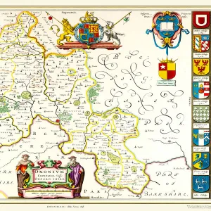 Old County Map of Oxfordshire 1648 by Johan Blaeu from the Atlas Novus