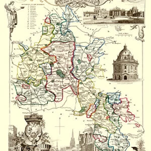 Old County Map of Oxfordshire 1836 by Thomas Moule