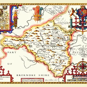 Old County Map of Radnorshire, Wales 1611 by John Speed