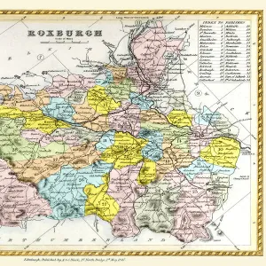 Old County Map of Roxburgh Scotland 1847 by A&C Black