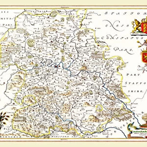Old County Map of Shropshire 1648 by Johan Blaeu from the Atlas Novus