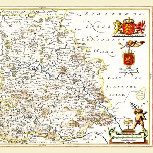 Old County Map of Shropshire 1648 by Johan Blaeu from the Atlas Novus