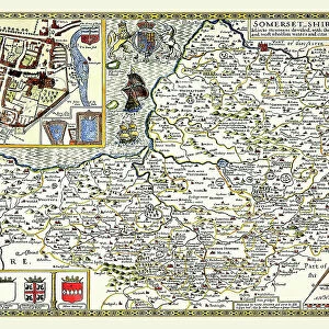 Old County Map of Somersetshire 1611 by John Speed