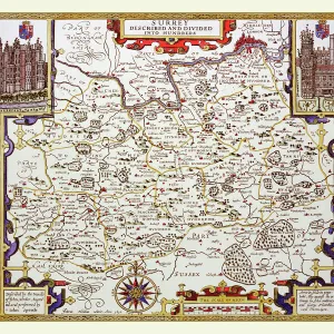 Old County Map of Sussex 1611 by John Speed