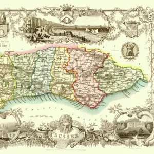 Old County Map of Sussex 1836 by Thomas Moule