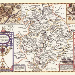 Old County Map of Warwickshire 1611 by John Speed