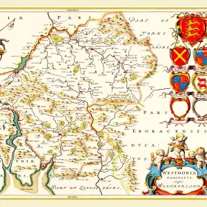 Old County Map of Westmoreland 1648 by Johan Blaeu from the Atlas Novus