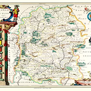 Old County Map of Wiltshire 1648 by Johan Blaeu from the Atlas Novus