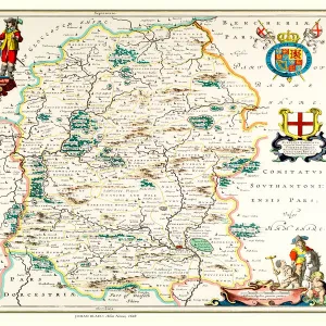 Old County Map of Wiltshire 1648 by Johan Blaeu from the Atlas Novus