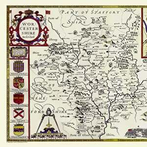 Old County Map of Worcestershire 1611 by John Speed