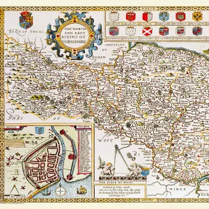 Old County Map of Yorkshire North and East Riding 1611 by John Speed